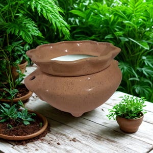 Self Watering Planter, Ceramic,  Handmade, African Violet Pot, Plant Lover Gift, Easy Grow, Indoor, Herb, Episcia, Houseplant