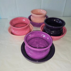 Flower Pots And Saucers / Pink Purple Pots Or Saucers / Ceramic Planters / Mix And Match / Plant Lover Gift / Patio Decor / Herb Planters