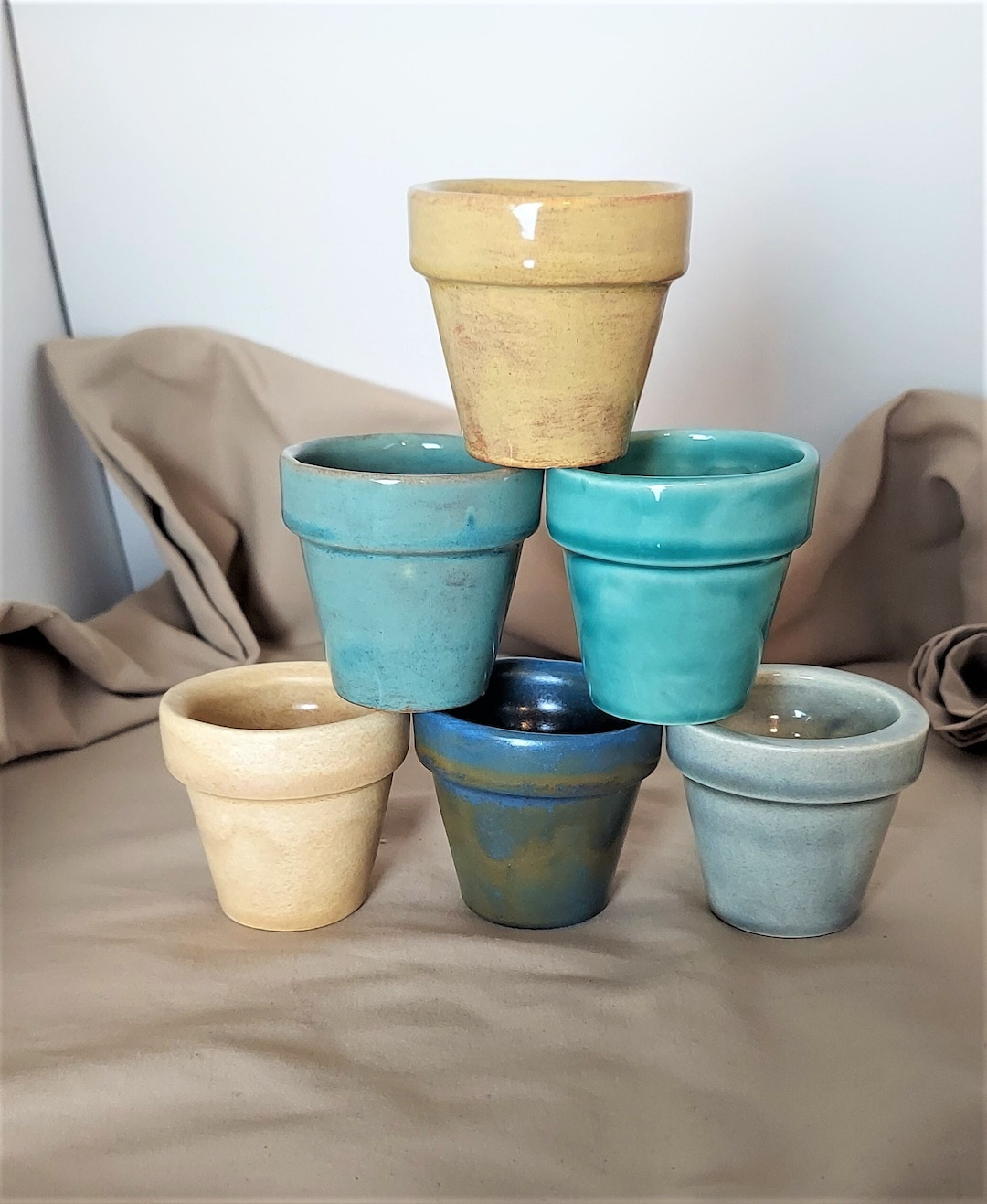 Small Ceramic Pots / 2 Inch Flower Pot / Leaf Starter / Seed / Cuttings