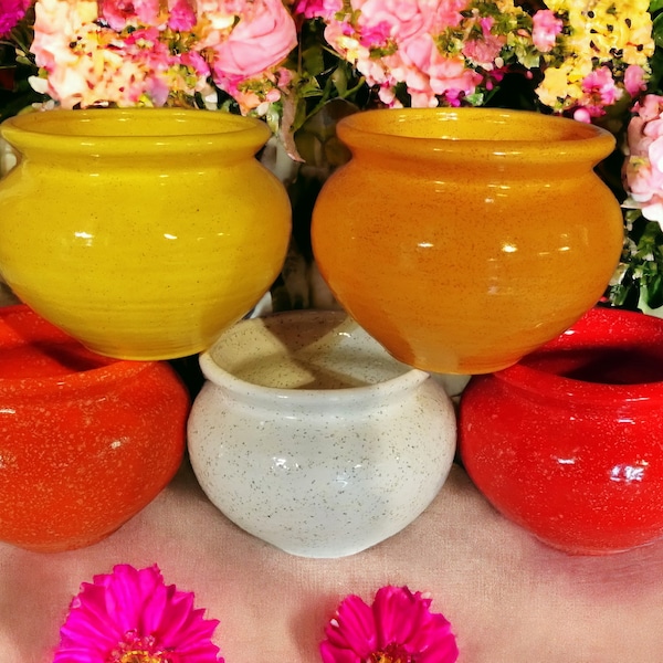 Sparkle Pots / Bright Colors / Ceramic / Flower Pots / Small / Herb Pots / Plant Lover Gift / 4 Inch Pots / African Violet / Houseplant