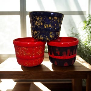 Handcrafted Ceramic Flower Pot: Multi-Color Basket Style Planter