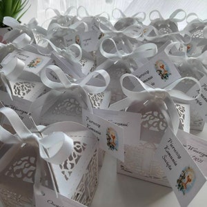 Religious Favour. Holy communion. Confirmation. Baptism. Christening. Bomboniere. Guest gift. Table decorations.