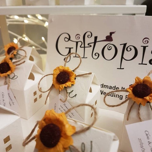 10 x Sunflower Seed Wedding Favours personalised with poem Table Guest inc seeds 
