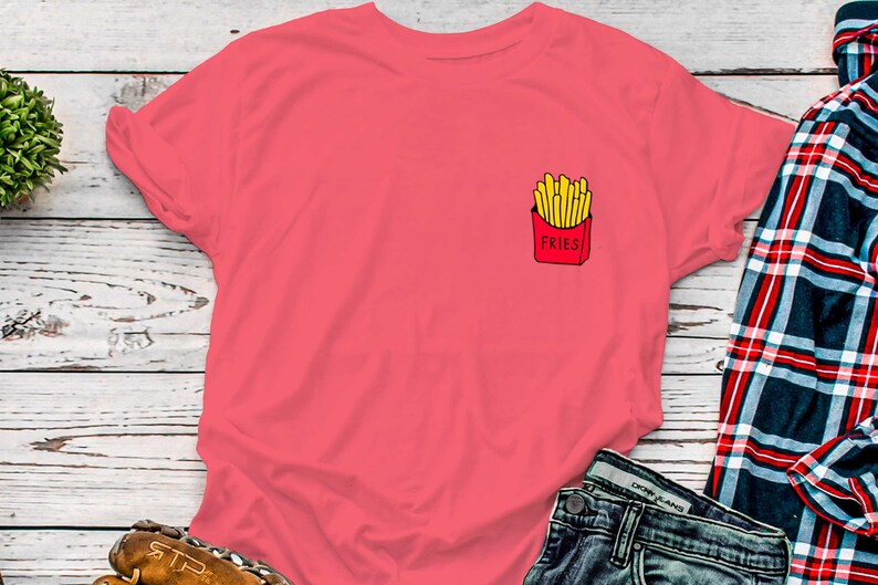 Funny Food TShirts French Fries T Shirts Cute Pocket Tee Etsy