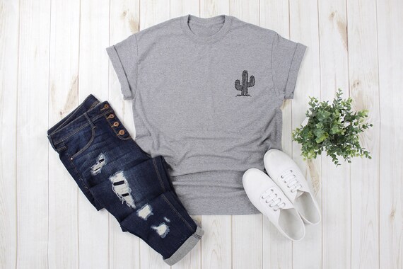 Cactus TShirt Planta Camisa Bolsillo Camiseta Tumblr Tops | Etsy Camiseta bolsillo cactus moda y accesorios mujer hecho a