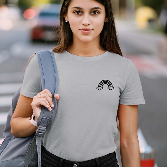 Pocket Tee Cute Rainbow T-shirt Pocket 