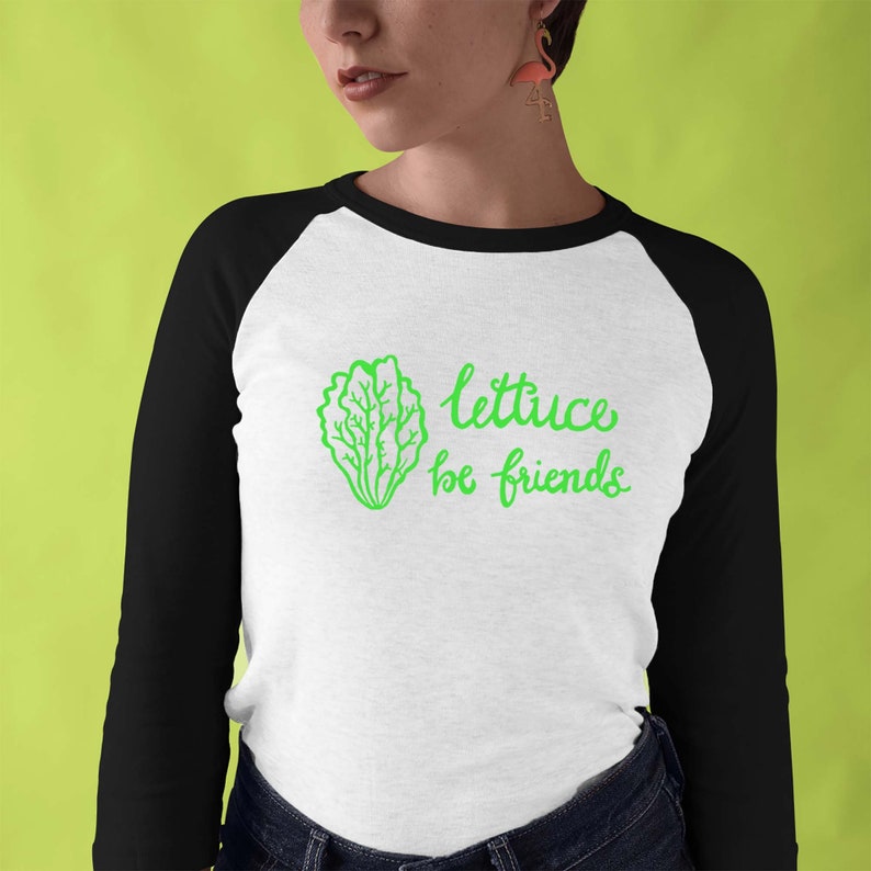 Lettuce Be Friends Shirt Black Baseball Jersey Plant Etsy