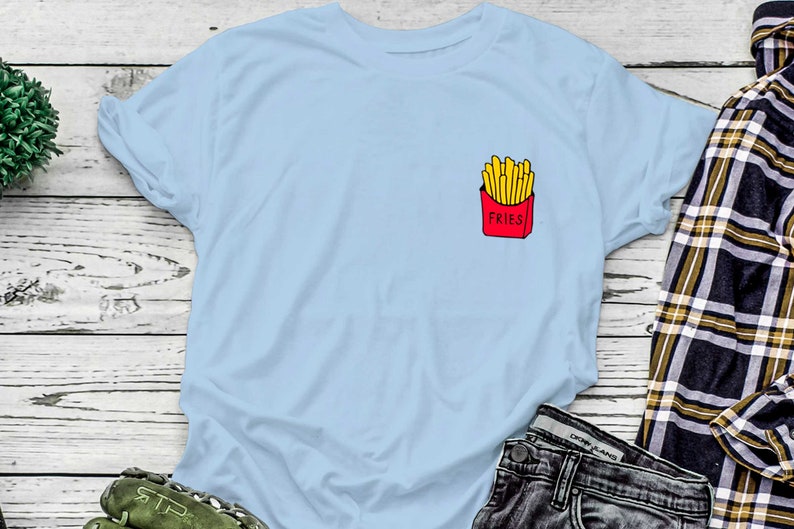 Funny Food Tshirts French Fries T Shirts Cute Pocket Tee Etsy