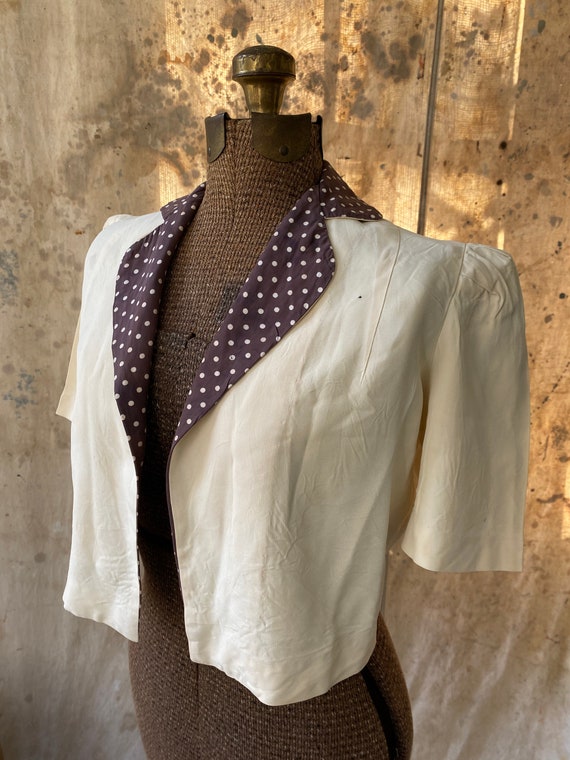 Adorable Open Cropped 1940’s Rayon Jacket by Bonwi
