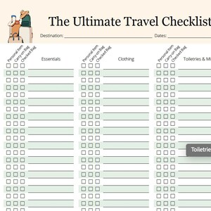 Custom Travel Checklist - Etsy