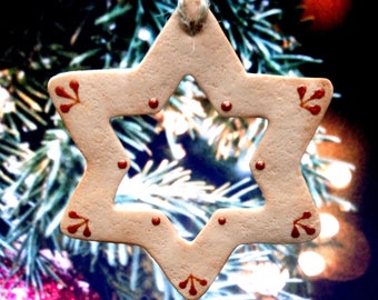 Plätzchen Stern, Christbaumschmuck aus FIMO®, Unikat