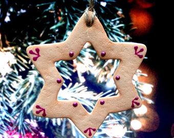 Plätzchen Stern, Christbaumschmuck aus FIMO®, Unikat