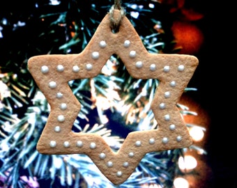 Plätzchen Stern, Christbaumschmuck aus FIMO®, Unikat