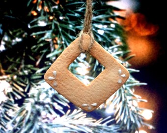 Plätzchen Quadrat, Christbaumschmuck aus FIMO®, Unikat