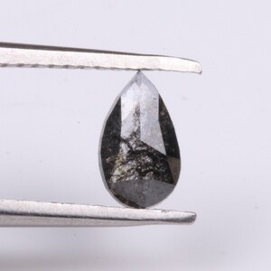 0.59CTs/ 6.96mm Clear Gray Salt And Pepper Fancy Pear Shape Rose Cut Faceted Loose Diamond, Rose diamond for Engagement Ring S13