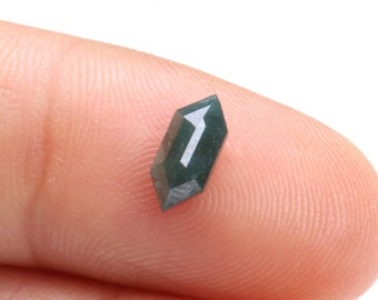 0,87 ct/ 8,45 x 3,71 x 2,82 mm blå lång hexagonformad rosenslipad fasetterad diamant, blå rosenslipad diamant, rosendiamant för förlovningsring Z42