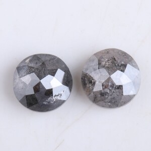 2 Pcs 1.19CTW/4.92mm Clear Black Salt And Pepper Round Shaped Rose Cut Faceted Diamond Loose Cabochon For Ring R05