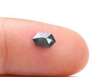 0,48 ct/ 6,30 x 4,0 x 2,0 mm blå lång hexagonformad rosenslipad fasetterad diamant, blå rosenslipad diamant, rosendiamant för förlovningsring Z48