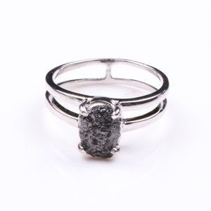 Beautiful Natural Black Raw diamond ring, Black diamond ring, promise ring, Engagement ring, Rough Uncut diamond ring, 14KT Solid Gold Ring