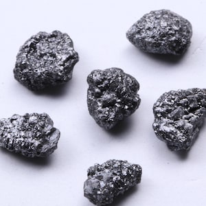 6-7mm Black Diamond, Flat Black Rough Diamond, Black Raw Diamond, Uncut Diamond, Black Loose Diamond For Jewelry (1Pc To 10Pc Options)