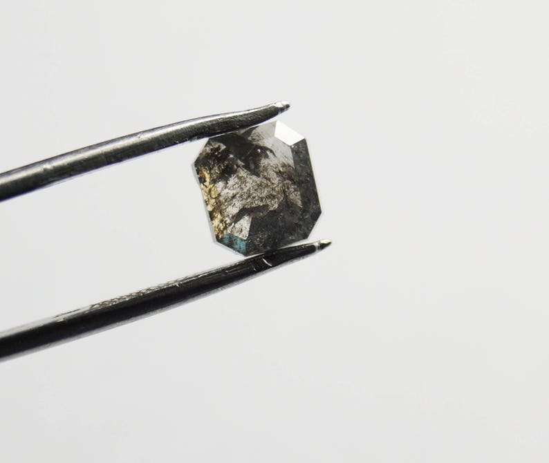 Natural Faceted Diamond Rose Cut 1.01 Tcw 5.90*5.60*2.36mm Gray Salt /& Pepper Asscher cut Rose Cut Diamond Loose Cabochon Geometric SP-24