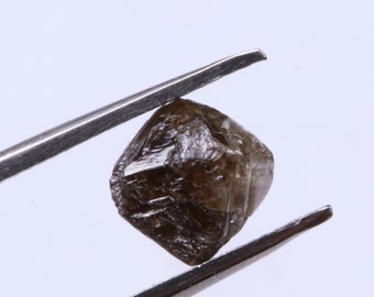 1 Piece 7.96x7.78 mm Champagne Brown Cognac Smooth Natural Raw Diamond Crystals, Sparkly Clear Rough Loose Diamonds  V28
