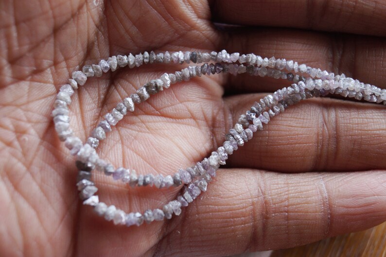 ON SALE 50% Pink Diamonds Raw Uncut Diamond Beads rough diamonds 2mm 4 Inches Strand image 2