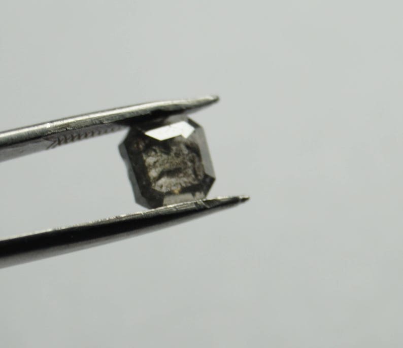 Natural Faceted Diamond Rose Cut 1.01 Tcw 5.90*5.60*2.36mm Gray Salt /& Pepper Asscher cut Rose Cut Diamond Loose Cabochon Geometric SP-24