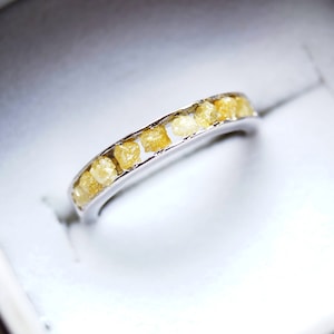 2,20 cts gelb roh Diamant-Ring, gelb roh Diamant-Band, ungeschliffene Diamant-Verlobungsring, ungeschliffener Diamantring, natürlicher Diamant Ehering