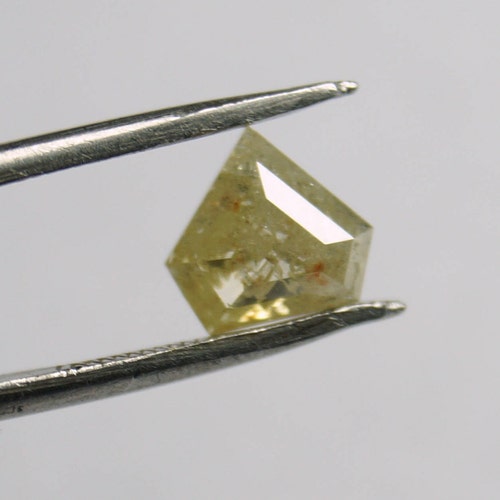 Shops 0.91 Tcw 6.22*6.71*2.47mm Shield Shape Clear Light Yellow Rose Cut Diamond Loose Cabochon, Natural Faceted Diamond Rose Cut, Geometric SP10
