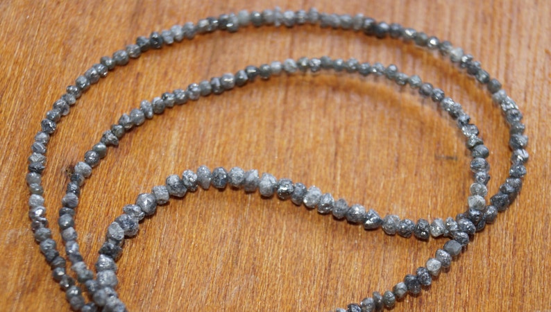 16 Inch 3mm Beads Natural Rondelle Beads ON SALE 50/% Raw Diamonds Conflict Free Diamond Rough Diamonds Dark Grey Diamond Beads 1.5mm