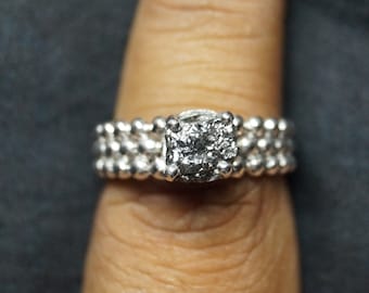 1.30cts Black Raw diamond ring, Black diamond ring, promise ring, engagement ring, raw stone, Black rough diamond ring, natural diamond ring