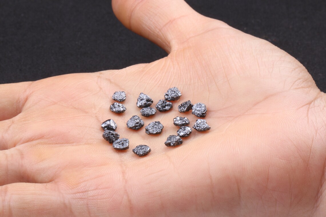 10 Pieces Black Raw Diamonds Flat Rough Diamonds Uncut Etsy