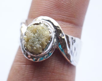 OOAK 3.02CTS Natural Yellow Raw diamond ring, Promise ring, engagement ring, April Birthstone ring, rough uncut diamond ring, (Size 7.5 USA)