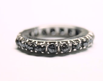 4.50 cts Black Raw diamond ring, Black diamond Band, Black Uncut diamond engagement ring, Black rough diamond ring, natural diamond ring