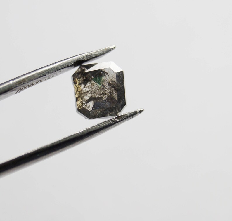 Natural Faceted Diamond Rose Cut 1.01 Tcw 5.90*5.60*2.36mm Gray Salt /& Pepper Asscher cut Rose Cut Diamond Loose Cabochon Geometric SP-24