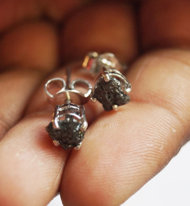 3.20 Tcw Natural Black Diamond Earring Black Raw Diamond Etsy