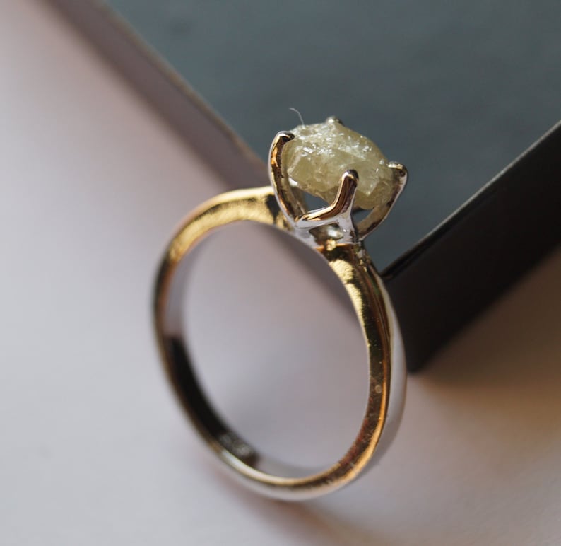 natural diamond ring Gray rough diamond ring 2.61 cts Gray Raw diamond ring Raw Gemstone Ring Gray diamond ring raw stone