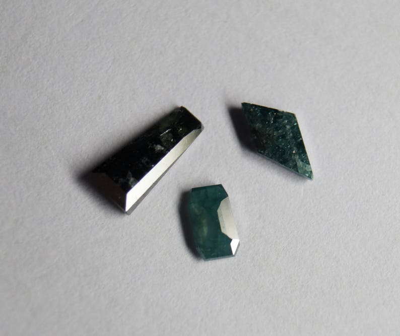 BD08 3 pcs 1.43Tcw 6 To 10 mm Natural Blue Gray Geometric Shape Rose Cut Diamond Loose Cabochon Natural Faceted loose Diamond Rose Cut