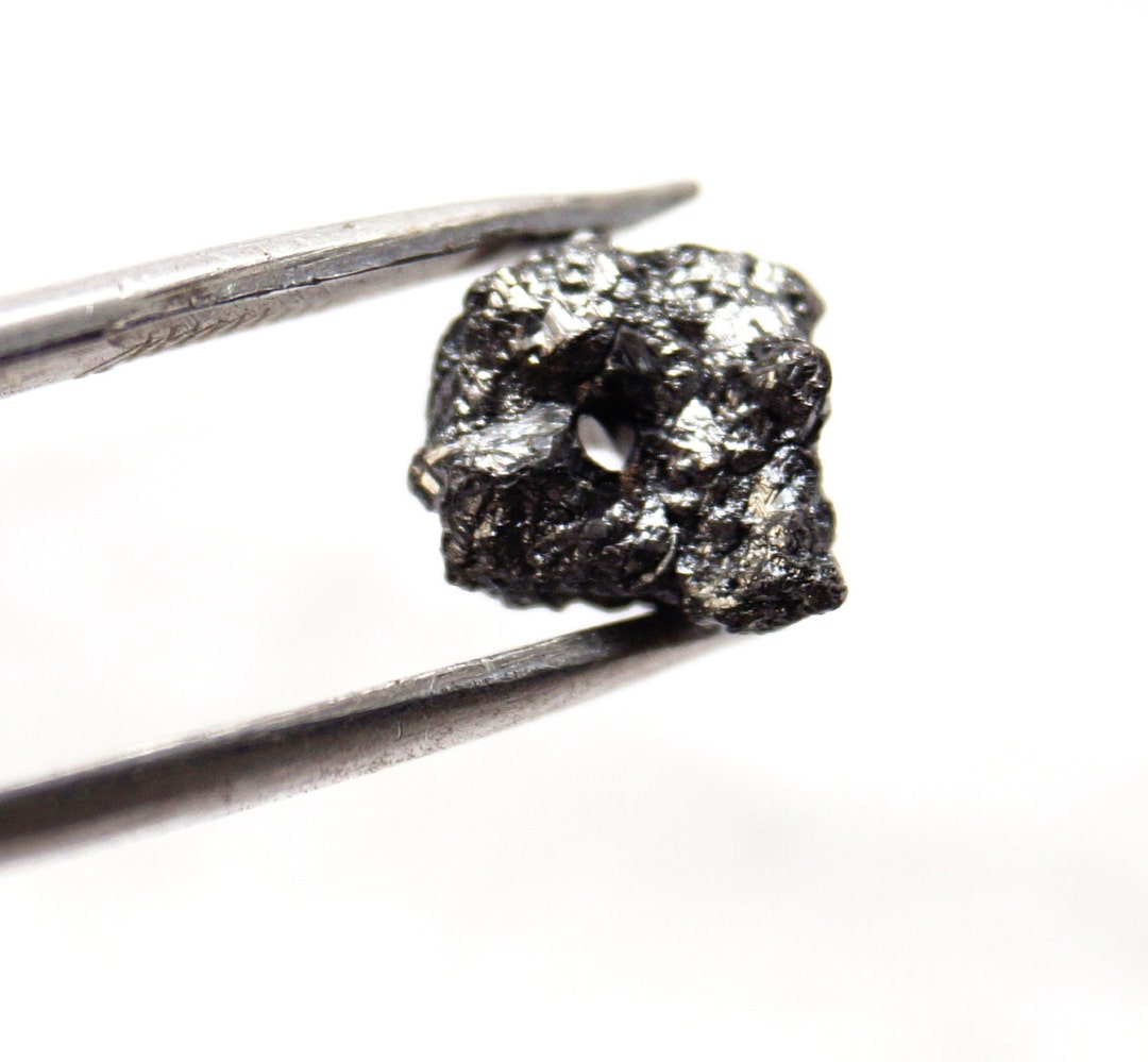 ON SALE 50 Large Hole Black Diamond Beads, 2mm Hole Size, Natural