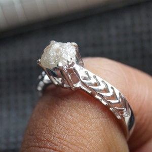 1.0 cts Gray Raw diamond ring, Gray diamond ring, promise ring, engagement ring, raw stone, Gray rough diamond ring, natural diamond ring