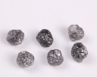 6 piezas Lote 9.84Tcw Losoe Gris Diamante Crudo Forma de Bola Redonda Diamante, Bola de Diamante Natural Bruto Sin Cortar, 6.5mm A 5.5mm Diamante Suelto D22