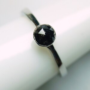 Black Rose cut diamond ring, Black rough diamond ring, Black Raw Rose diamond ring- 3.5-4.0mm approx -Wedding Ring - Bezel Setting ring