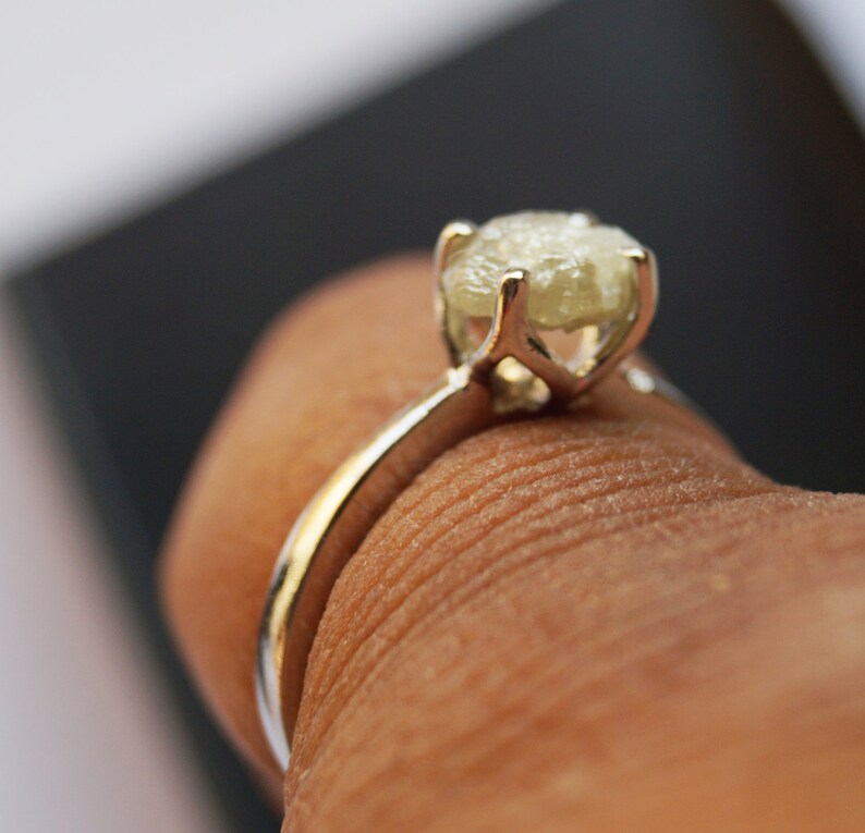 natural diamond ring Gray rough diamond ring 2.61 cts Gray Raw diamond ring Raw Gemstone Ring Gray diamond ring raw stone