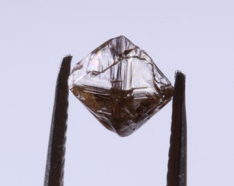 1 Piece 6.45x5.88 mm Champagne Brown Cognac Smooth Natural Raw Diamond Crystals, Sparkly Clear Rough Loose Diamonds  V17