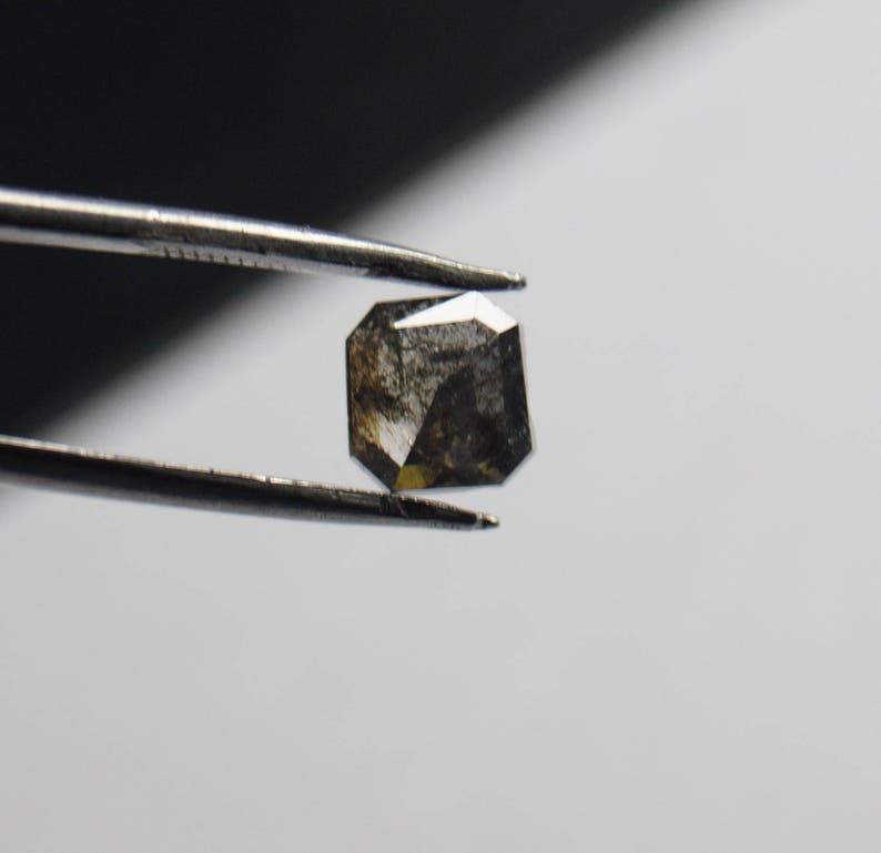 Natural Faceted Diamond Rose Cut 1.01 Tcw 5.90*5.60*2.36mm Gray Salt /& Pepper Asscher cut Rose Cut Diamond Loose Cabochon Geometric SP-24