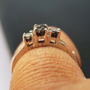 1.01 ct Schwarzer Uncut Diamant Ring, Schwarzer Diamant Ring, Schwarzer Rohdiamant Ring, Roh Schwarzer Diamant Ring- Verlobungsring- 925 Silber Ring