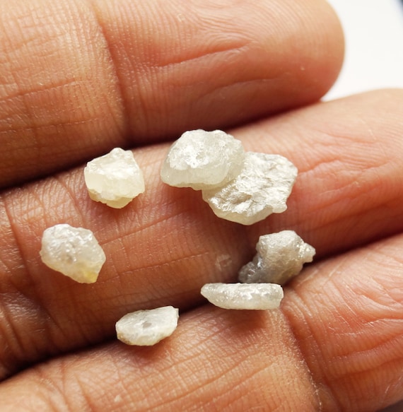 ON SALE 55 5 Pieces White Raw Diamonds Flat Rough Diamonds Uncut Diamonds 5mm Each Approx Etsy