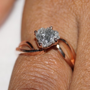 3-5 mm apx Gray Raw diamond ring, Gray Gray diamond ring, Uncut diamond ring, engagement ring, Gemstone Ring Natural Gray rough diamond ring