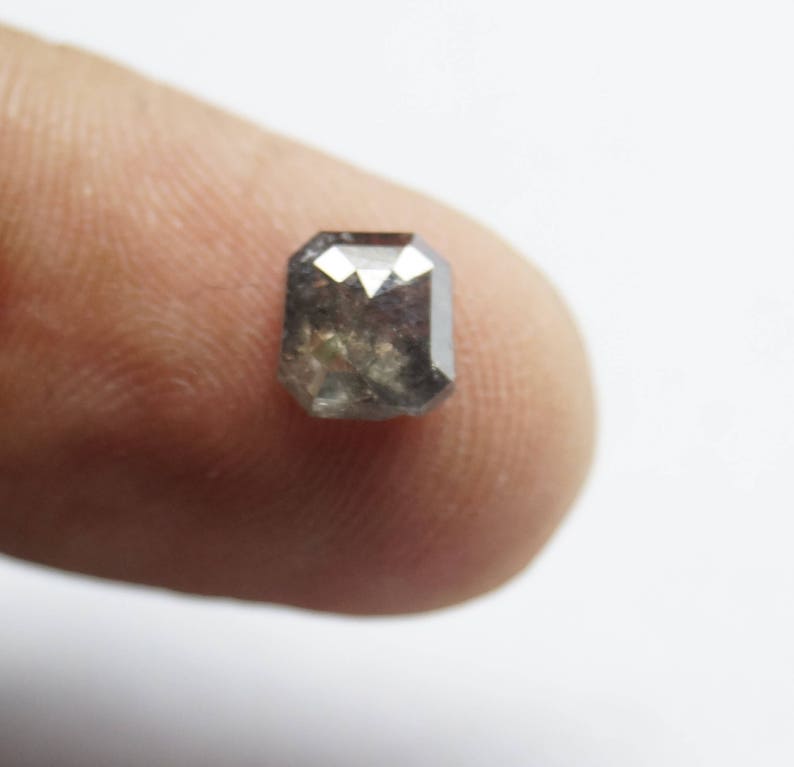 Natural Faceted Diamond Rose Cut 1.01 Tcw 5.90*5.60*2.36mm Gray Salt /& Pepper Asscher cut Rose Cut Diamond Loose Cabochon Geometric SP-24